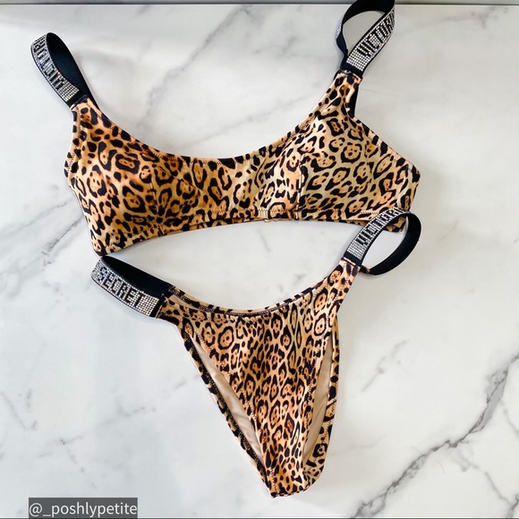 Victoria Secret scoop bra bikini cheetah animal print set - Picture 6 of 11